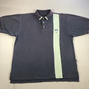 90s VTG PLANET GOLF Polo Funky Shirt Black & Green Mens Large